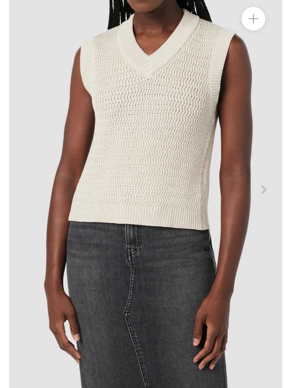 Hudson V-Neck Knot Back Sleeveless Sweater in Cream